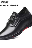 Niulatu Men's Casual Shoes Leather PU Black Spring Male Footwear Loafers Soft Bottom Lace Up Outdoor Business Sneakers Shoes For Men DJSE