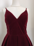 Niulatu A line Sleeveless Burgundy Velvet Party Dress Holiday Birthday Dresses For Women SD350