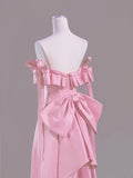 Niulatu A Line Sweetheart Pink Satin Long Prom Dress Evening Dress Formal Dress SD1820