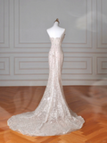 Niulatu Strapless Tulle Sequins Mermaid Prom Dress Long Evening Dress HZ1007