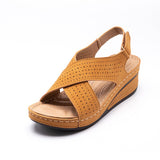 Niulatu Women's Sandals Summer Shoes For Women New Ladies Sewing Hollow Out Wedges Female Casual Pu Leather Platform Retro Sandal DJSE