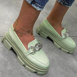 Niulatu Women Shoes 2025 Fashion Leopard Faux Suede Loafers Chunky Heel Metal Chain Slip On Summer Vulcanized Casual Mocassin Lazy Shoes DJSE