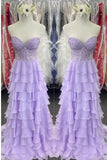 Sweetheart Yellow Lace Tiered Ruffle Prom HZ0308