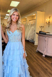 Sweetheart Yellow Lace Tiered Ruffle Prom HZ0308