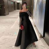 Niulatu Dubai Evening Dresses for Women Wedding Party Black Long Sleeve Gala Prom Dress HZ1007