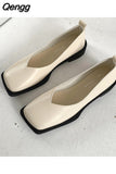 Niulatu Ladies Female Footwear Square Toe Women's Moccasins Autumn Casual Sneaker Shallow Mouth Soft 2025 Retro Dress Fall DJSE