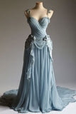 Niulatu A-line Sweetheart Neckline Chiffon Lace Long Prom Dress Gentle Evening Dress HZ1103