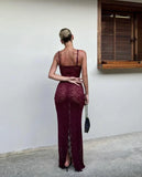 Niulatu Mermaid Straps Slim Fit Burgundy Lace Prom Dress Long Evening Dresses HZ1110