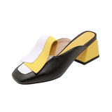 Niulatu white slippers for woman 5cm middle heel shoes ladies colorful outdoor slipper 2025 summer FT1072 DJSE