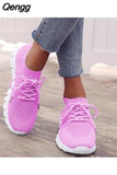 Niulatu 2025 Summer Mesh Breathable Sneakers Women Platform Casual Sport Shoes Women Comfort Lace Up Running Shoes Plus Size DJSE