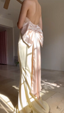 Niulatu Strapless Mermaid Long Prom Dress Evening Dress With Bow HZ1007