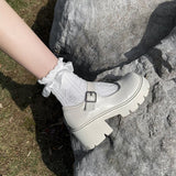 Niulatu Women Shoes Harakuju Lolita JK Student Sweet Girls Mary Jane Shoes Japanese High Heels Round Toe Platform Shoes Pumps heel DJSE
