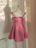 Niulatu A Line Straps Pink Satin Short Homecoming Dresses Birthday Outfits SD371