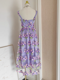 Niulatu A line Straps Sleeveless Lilac Floral Party Dress Short Birthday Outfits SD383
