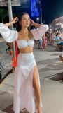 Niulatu White Two Piece Evening Dress Summer Dress HZ1007