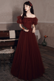 Niulatu Off The Shoulder Tulle Line Prom Dress Evening Dress HZ1007