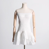 Niulatu Sheath Strapless Blue Lace Vacation Dress Short Birthday Dresses SD173
