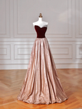 Niulatu Strapless Velvet Satin A Line Prom Dress Long Evening Dress HZ1007