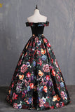 Niulatu Floral Satin Off Shoulder Strapless Long Formal Prom Dress, Evening Dress HZ0113