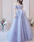 Niulatu tulle sequin long prom dress purple sequin evening dress HZ1110