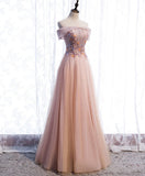Niulatu tulle sequin long prom dress pink tulle formal dress HZ1110