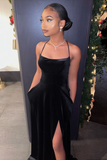 Niulatu Black A-line Evening Dress With Pockets HZ1007