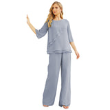 Niulatu Chiffon Mother of The Bride Dress Plus Size Pant Suits Ruffle HZ1007
