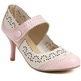 Niulatu Lady Mary Janes Pumps Hook Loop Cotout High Heels Casual Pink Fashion Vintage Heeled Summer Shoes Footwear Woman DJSE