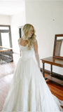 Niulatu Classic White A Line Strap Satin Tulle Long Prom Dress Wedding Dress HZ0113