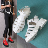 Niulatu New brand Fashion Shoes Women Thick Heel Platform PU Leather Sandals For Woman 2025 Outdoor Ins Casual Footwear heels DJSE