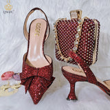 Niulatu 2025 New Arrival Italian Design Elegant Black Color Women Shoes And Bag Set For Party High Quality Lady Occasion Shoes DJSE