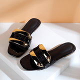 Niulatu Women's Slippers Retro Personality Big Button Flat Fashion Summer Beach Slides for Female Breathable Ladies Shoes DJSE
