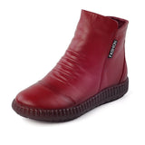 Niulatu Winter Plus Velvet Leather Mother Shoes Women Boots Round Head Thick Bottom Waterproof Leather Woma Knight Boots DJSE