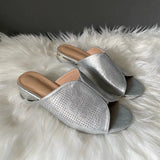 Niulatu comfortable slippers silver thick heels female high-heeled sandals 2025 summer half slippers casual shoes DJSE