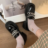 Niulatu women platform shoes Spring metal chain Autumn Retro Women Girls Daily Casual Loafers Shoes Thick Bottom Foot Round Head DJSE