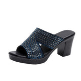 Niulatu Women Sandals Shoes Fashion Low Platform Peep Toe Slippers Modern Square High Heels Casual Female Shoes Size DJSE