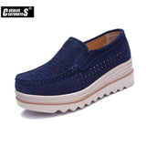 Niulatu Women Flat Platform Shoes Flats Women Cut-out Suede Leather Slip on Thick Heels Loafers Ladies Creepers Women 509 DJSE