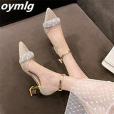 Niulatu women's 2025summer new fashion pointed toe rhinestone hollow stiletto shoes one word buckle sandals designer sandals DJSE