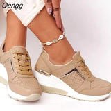Niulatu Shoes 2025 New Fashion Wedge Flat Shoes Zipper Lace Up Comfortable Ladies Sneakers Female Vulcanized Shoes DJSE