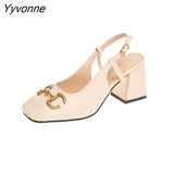 Niulatu Women's High Heels 2025 Autumn New French Retro Horse Street Buckle Square Toe Shallow Mouth Thick Heel Large Size Shoes DJSE