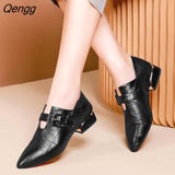 Niulatu Designer Shoes Women Pumps Low-heel Black Plus size Work ladies Leather Shoes Pointed Fashion Woman Shoe Zapatos mujer DJSE