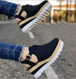 Niulatu Women Sport Shoes Thick Bottom Solid Ladies Vulcanized Sneakers Casual Wedges Slip on Zipper Shoes Women Platform Sneakers DJSE