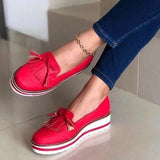 Niulatu Round Toe PU Ladies Loafers Shoes Slip on Rubber Platform Shoes Women Vulcanized Shoes Woman Autumn Sneakers Female Wedges DJSE