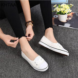 Niulatu Women Casual Flats Lace up Shallow Shoes Autumn 2025 Fashion Comfortable Female Canvas Loafers Vulcanized Shoes Ladies Footwear DJSE