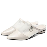 Niulatu Women Summer Slippers Pointed Toe Thick Heel Hollow Mesh Sandals Slip On Ladies 2025 Fashion Slides Female Casual Shoes DJSE