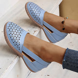 Niulatu Women's Summer Flat Round Toe Sandals 2025 New Retro Button Sandals Comfy Mary Jane Comfortable Shoes for Women Plus Size 43 DJSE