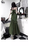 Niulatu Mermaid Straps Green Long Ruffles Prom Dresses Birthday Dress SD577