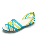 Niulatu Women Rainbow Jelly Sandals Candy Color Peep Toe Female Flat Beach Shoes Slip On Slides Casual Ladies Summer Footwear DJSE