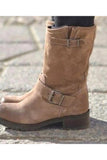 Niulatu Models Large Size Women's Shoes Belt Buckle In The Tube Boots After The Strap Flat Riding Women's Boots DJSE