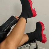 Niulatu Women's Socks Boots Slip-on Knitted Autumn Platform Ankle Boots for Women 2025 New Fashion Ladies Shoes Short Boot Female DJSE